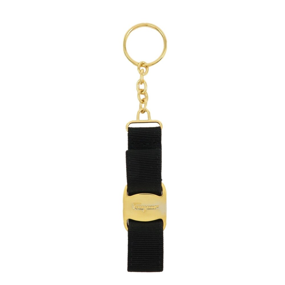 Ferragamo Vara Ribbon Nylon Bag Charm Black